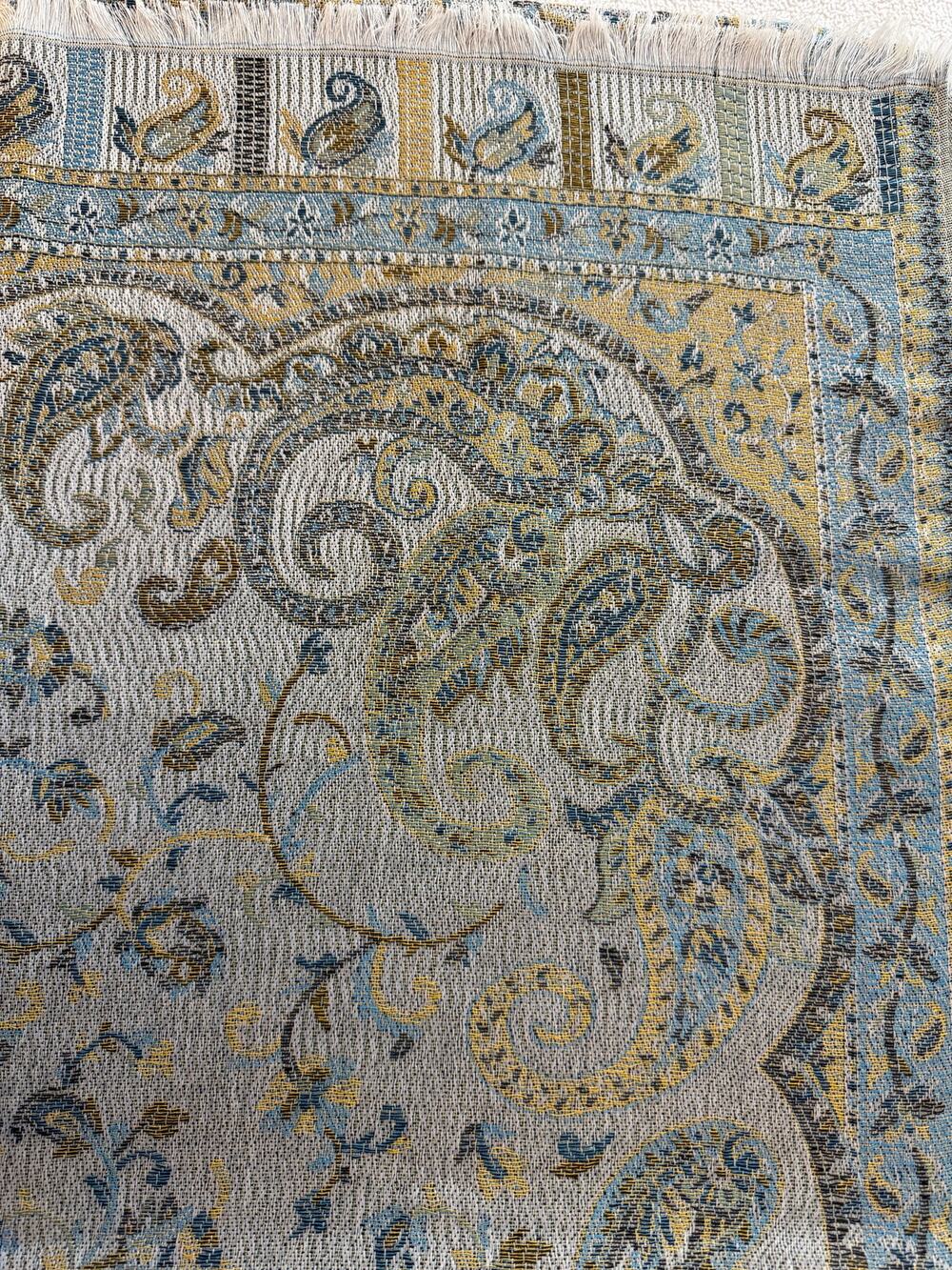 Modern Expressions Vintage Scarf Large Blue and Colorful With Fringes